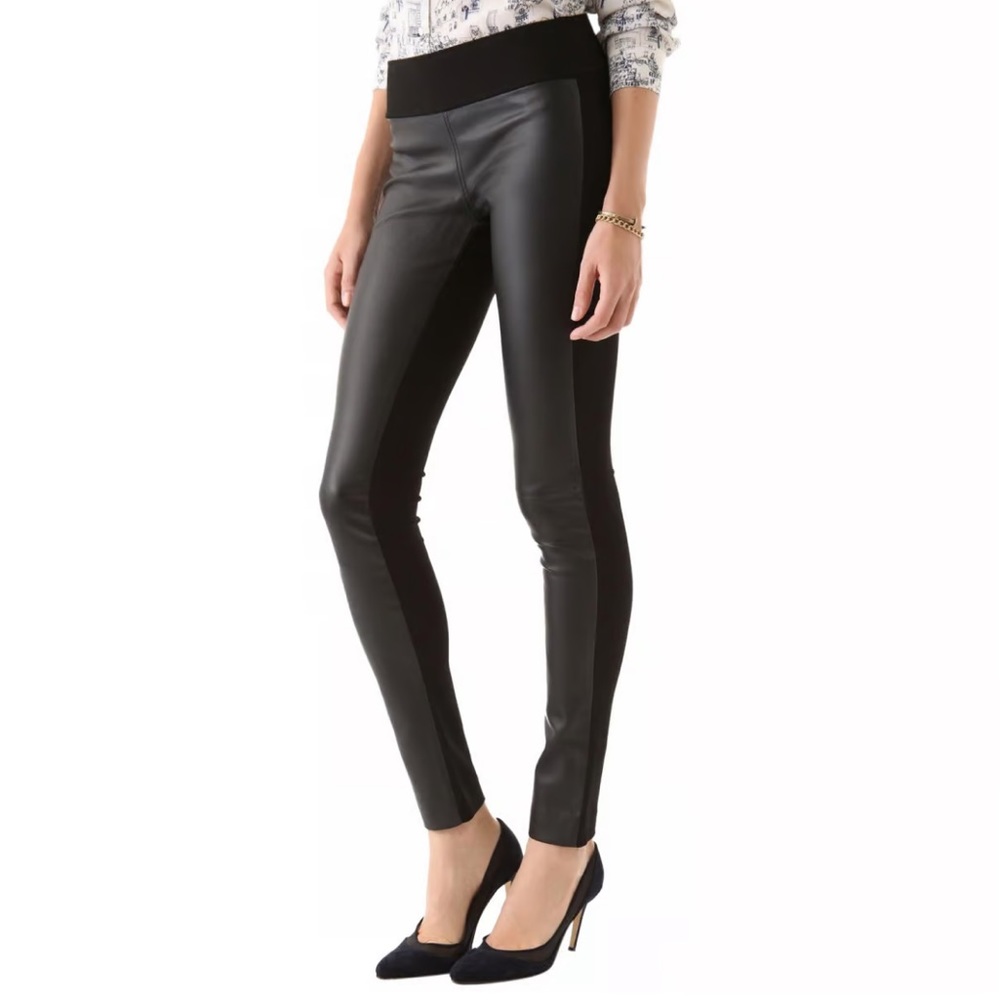 NWT Club Monaco Front faux leather pull on leggings